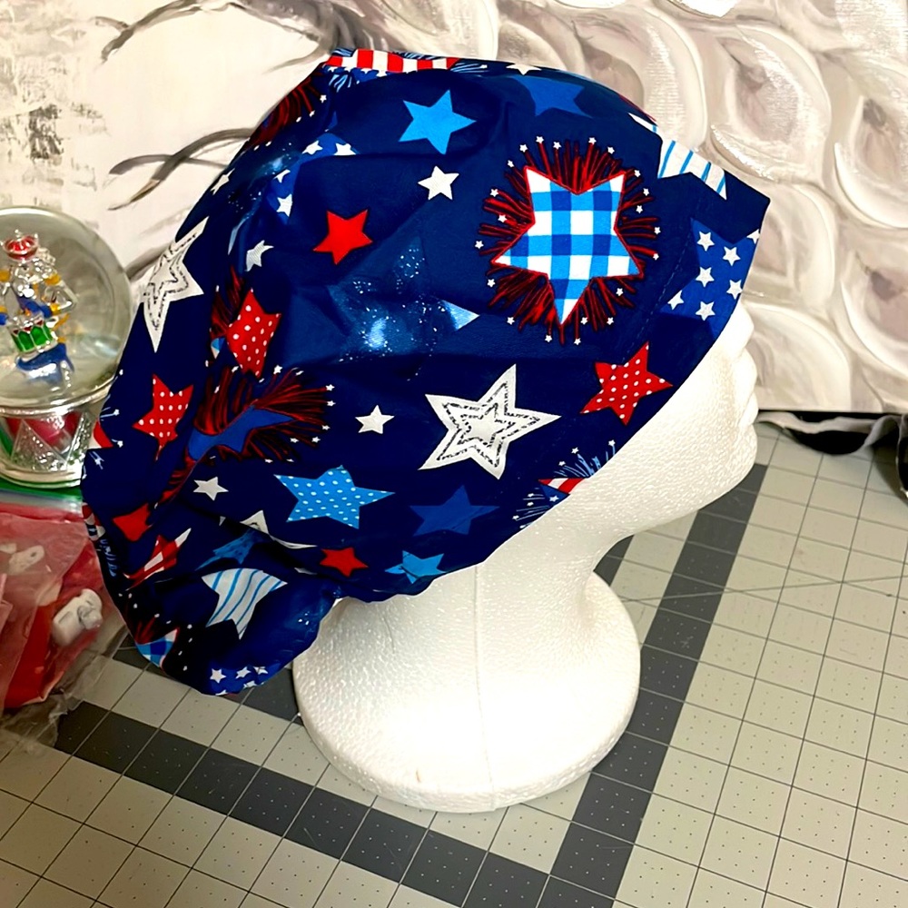 Patriotic Red White and Blue Women’s Euro Scrub Cap